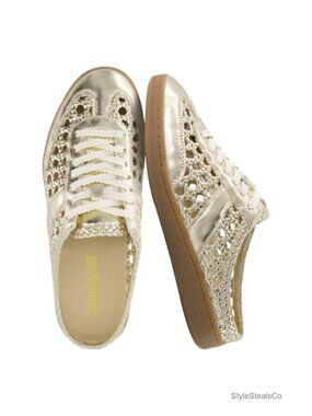 Cushionaire Buffy Woven Slip On Backless Sneaker Mules for Women, Faux Leather,